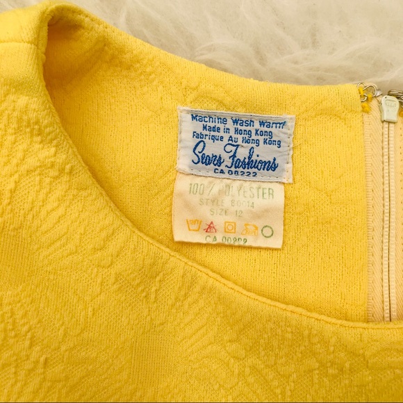 Vintage Sears Yellow Floral Knit Polyester Dress - Picture 6 of 11